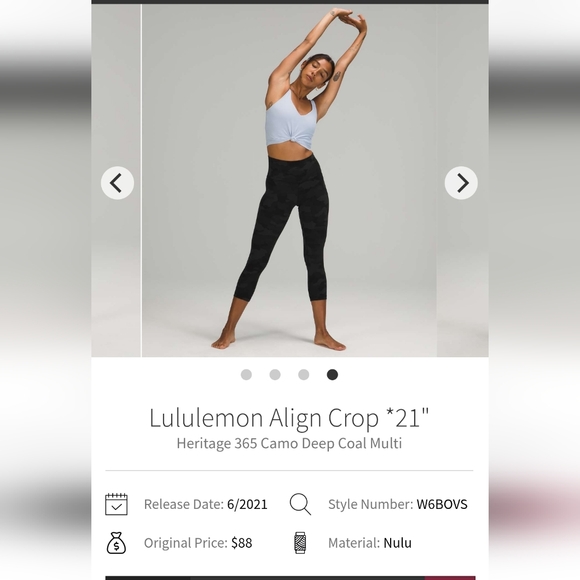 lululemon athletica Pants - Lululemon Align Crop 21" Sz 8 Camo Deep Coal Multi